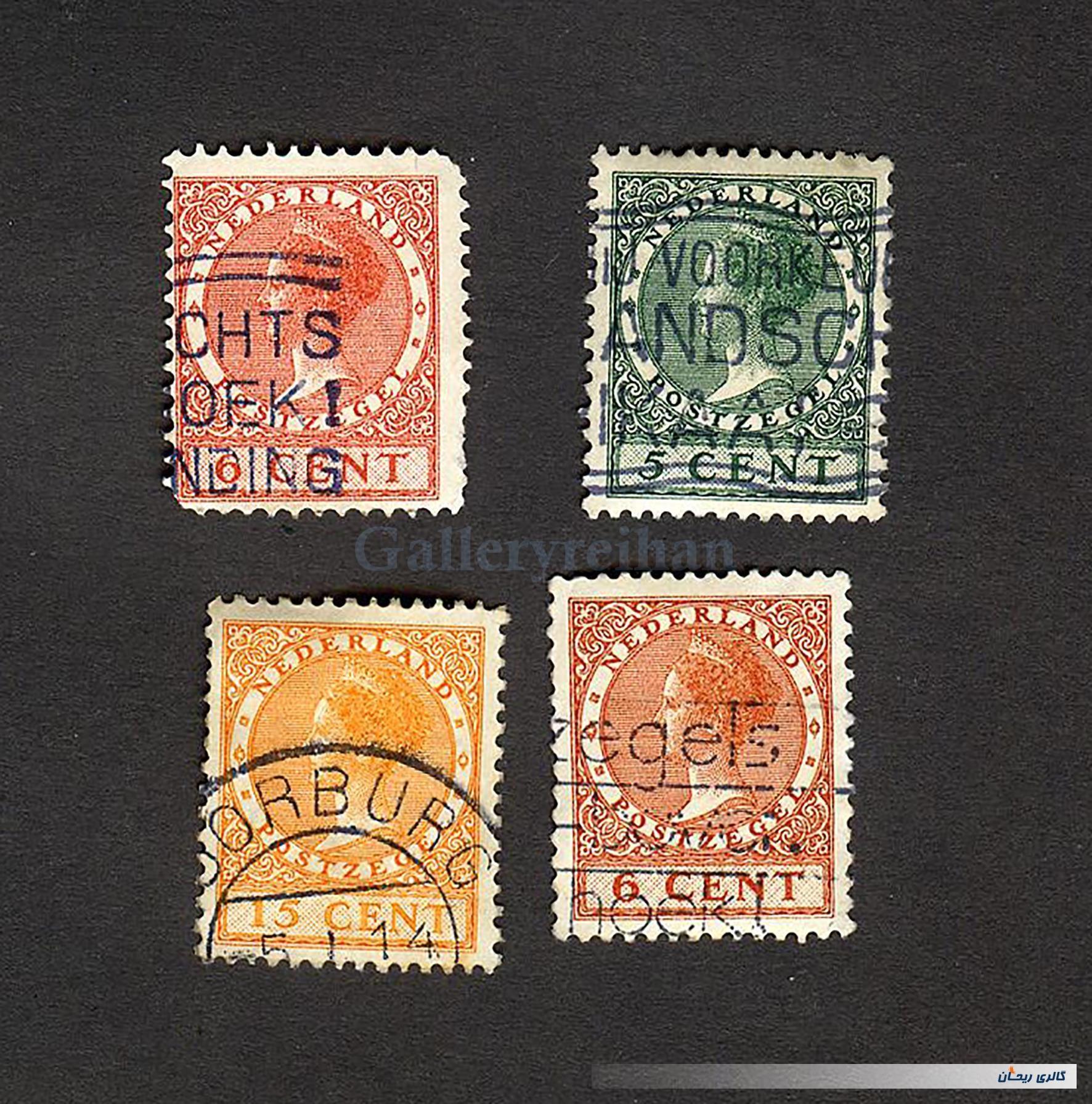4عدد تمبر کلاسیک کشور هلند حدود سال 1920 