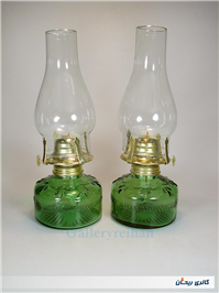 جفت چراغ نفتی سبز زیبا کاملا سالم