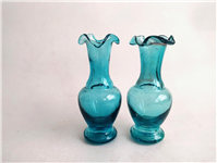  2 عدد گلدان آبی دست ساز قدیمی زیبا