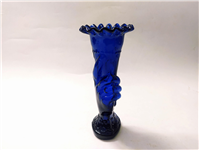  2 گلدان شیشه ای کبالتی دست دلبر قدیمی 