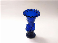  2 گلدان شیشه ای کبالتی دست دلبر قدیمی 