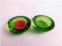 شمعدان شیشه ای ضخیم سبز بیدی زیبا