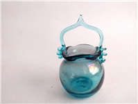  گلدان شیشه ای دست ساز طرح سبد آبی 