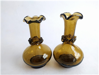  2 عدد گلدان قهوه ای کاردست قدیمی