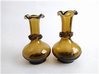  2 عدد گلدان قهوه ای کاردست قدیمی