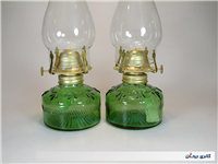  جفت چراغ نفتی سبز زیبا کاملا سالم 