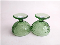  یک جفت قندان قدیمی پایه دار بلور سبز