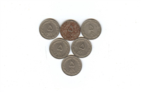  6عدد سکه 5 ریالی اوایل جمهوری سال مختلف 