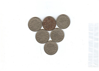  6عدد سکه 5 ریالی اوایل جمهوری سال مختلف 