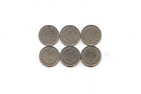  6 عدد سکه 2 دو ریالی سال 1366 جمهوری 