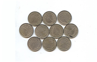  10 عدد سکه یک ریالی نیکل اوایل جمهوری