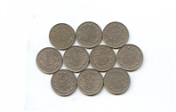  10 عدد سکه یک ریالی نیکل اوایل جمهوری