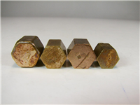 4 عدد وزنه برنجی قدیمی 2 و 3 و 4 مثقالی