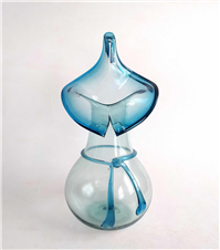  گلدان شیشه ای دستساز خوشرنگ قدیمی آبی