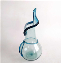  گلدان شیشه ای دستساز خوشرنگ قدیمی آبی