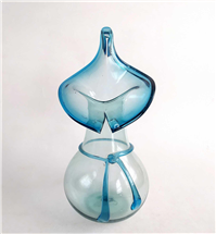  گلدان شیشه ای دستساز خوشرنگ قدیمی آبی