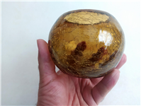  گلدان شیشه ای عسلی حالت ترک دارد ضخیم 