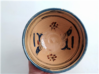  کاسه سفالی میبد کاردست نقاشی شده لعابدار 