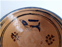  کاسه سفالی میبد کاردست نقاشی شده لعابدار 