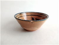  کاسه سفالی میبد کاردست نقاشی شده لعابدار 