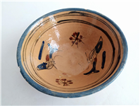  کاسه سفالی میبد کاردست نقاشی شده لعابدار 