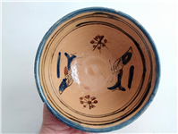  کاسه سفالی میبد کاردست نقاشی شده لعابدار 