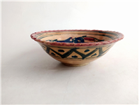  کاسه سفالی میبد کاردست نقاشی شده لعابدار 