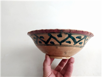  کاسه سفالی میبد کاردست نقاشی شده لعابدار 