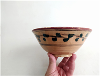  کاسه سفالی میبد کاردست نقاشی شده لعابدار