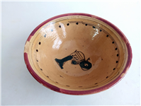  کاسه سفالی میبد کاردست نقاشی شده لعابدار