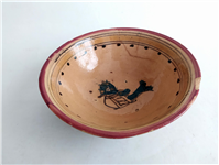 کاسه سفالی میبد کاردست نقاشی شده لعابدار 