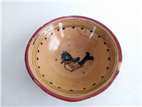 کاسه سفالی میبد کاردست نقاشی شده لعابدار 