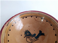 کاسه سفالی میبد کاردست نقاشی شده لعابدار 