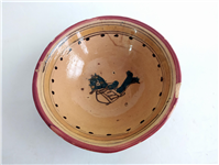 کاسه سفالی میبد کاردست نقاشی شده لعابدار 