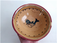 کاسه سفالی میبد کاردست نقاشی شده لعابدار 