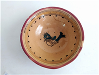 کاسه سفالی میبد کاردست نقاشی شده لعابدار 