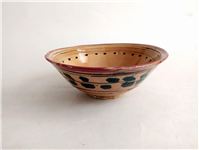 کاسه سفالی میبد کاردست نقاشی شده لعابدار 