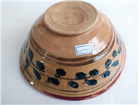 کاسه سفالی میبد کاردست نقاشی شده لعابدار 