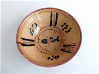  کاسه سفالی میبد کاردست نقاشی شده لعابدار