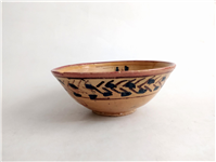  کاسه سفالی میبد کاردست نقاشی شده لعابدار