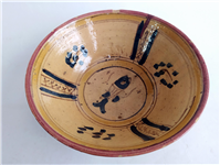  کاسه سفالی میبد کاردست نقاشی شده لعابدار