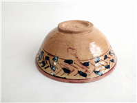  کاسه سفالی میبد کاردست نقاشی شده لعابدار