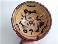  کاسه سفالی میبد کاردست نقاشی شده لعابدار