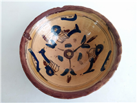  کاسه سفالی میبد کاردست نقاشی شده لعابدار