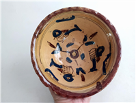  کاسه سفالی میبد کاردست نقاشی شده لعابدار