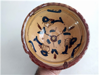  کاسه سفالی میبد کاردست نقاشی شده لعابدار