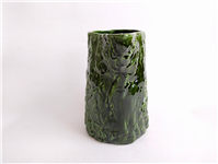 پارچ قدیمی سفال لعابی طرح تنه درخت سبز