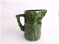 پارچ قدیمی سفال لعابی طرح تنه درخت سبز