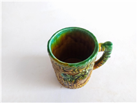  لیوان سرامیکی طرح میوه و سبد حصیری