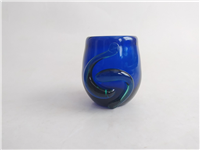 لیوان دستساز شیشه ای قدیمی رنگ کبالتی